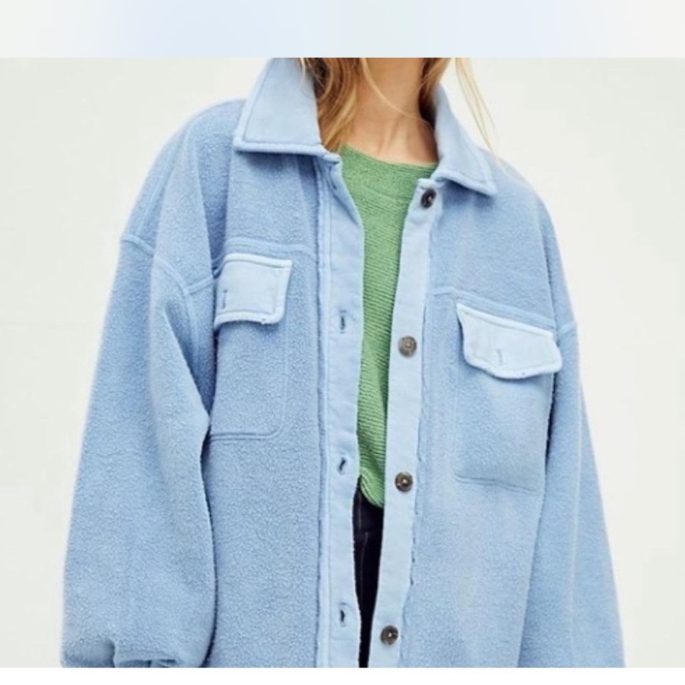 Free People Blue Teddy Jacket Oversized Fit